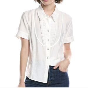 New Cabi 4717 Tuesday Tuxedo Top White Blouse Size Medium M New